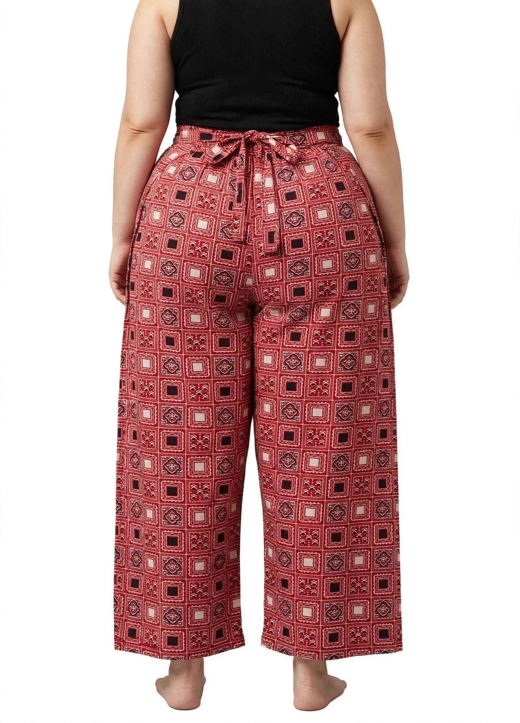 Red Ajrakh Wrap Pants