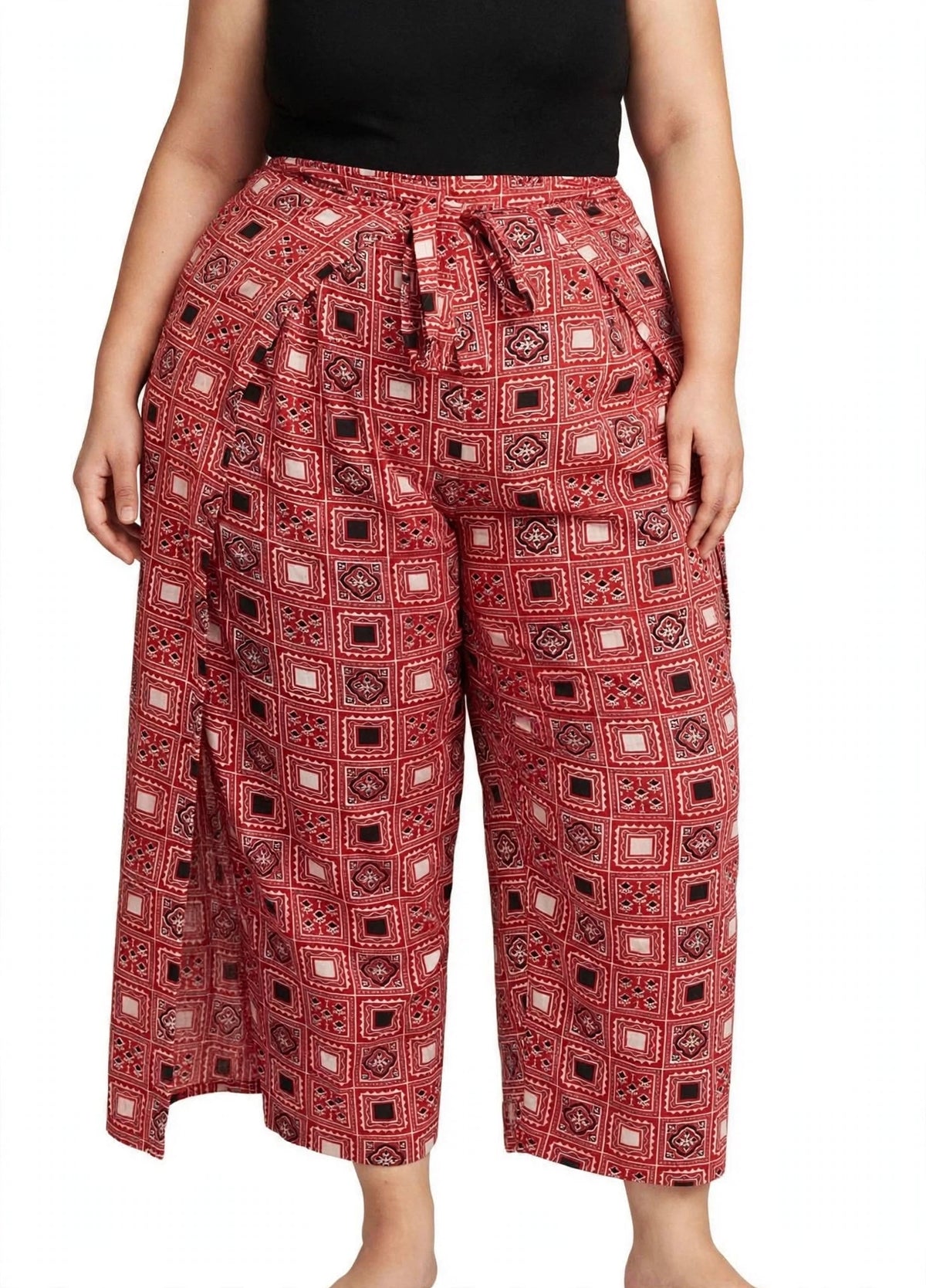 Red Ajrakh Wrap Pants