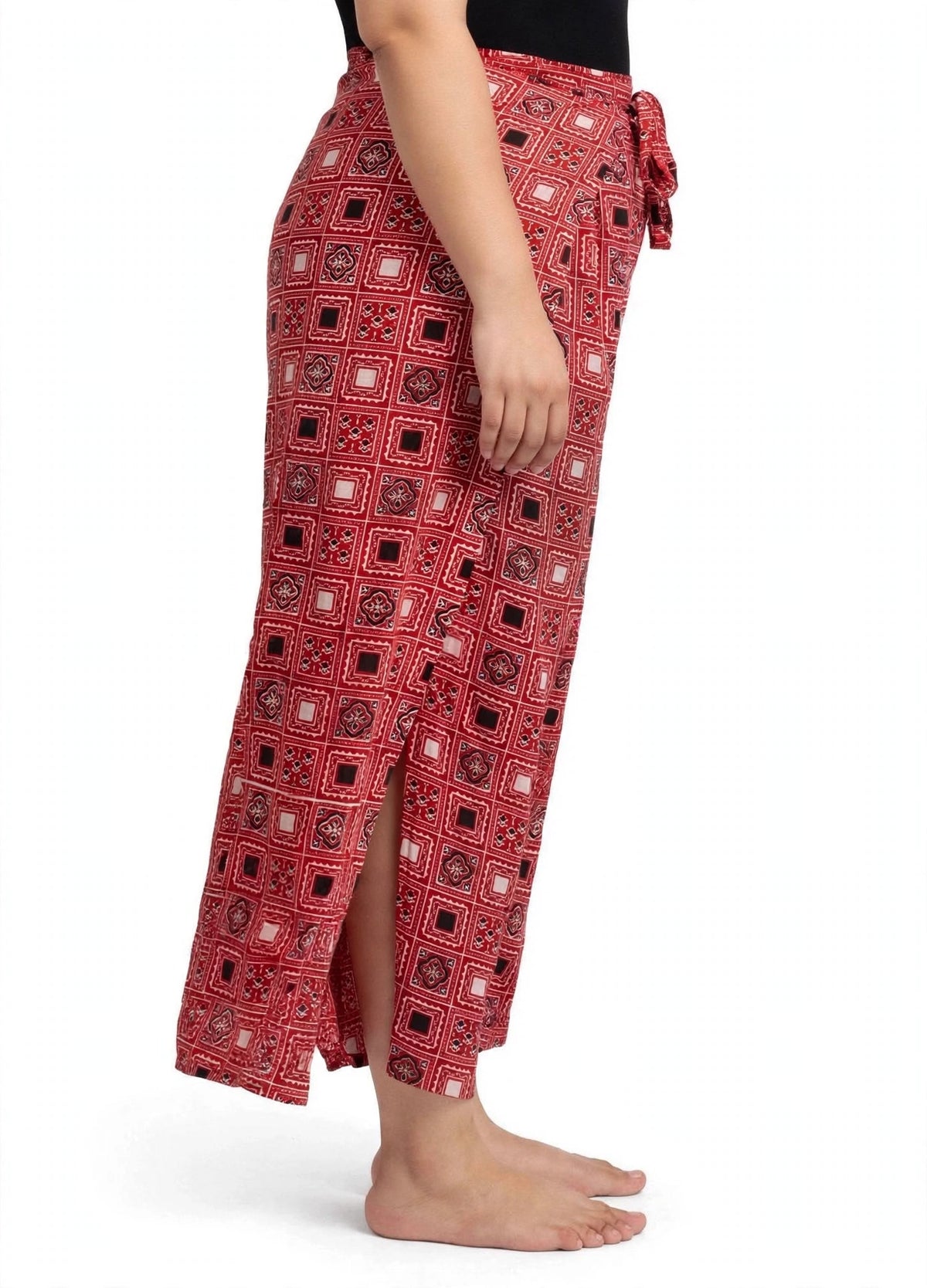 Red Ajrakh Wrap Pants