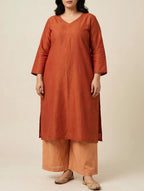 Orange-Peach Kurta Set with Dupatta